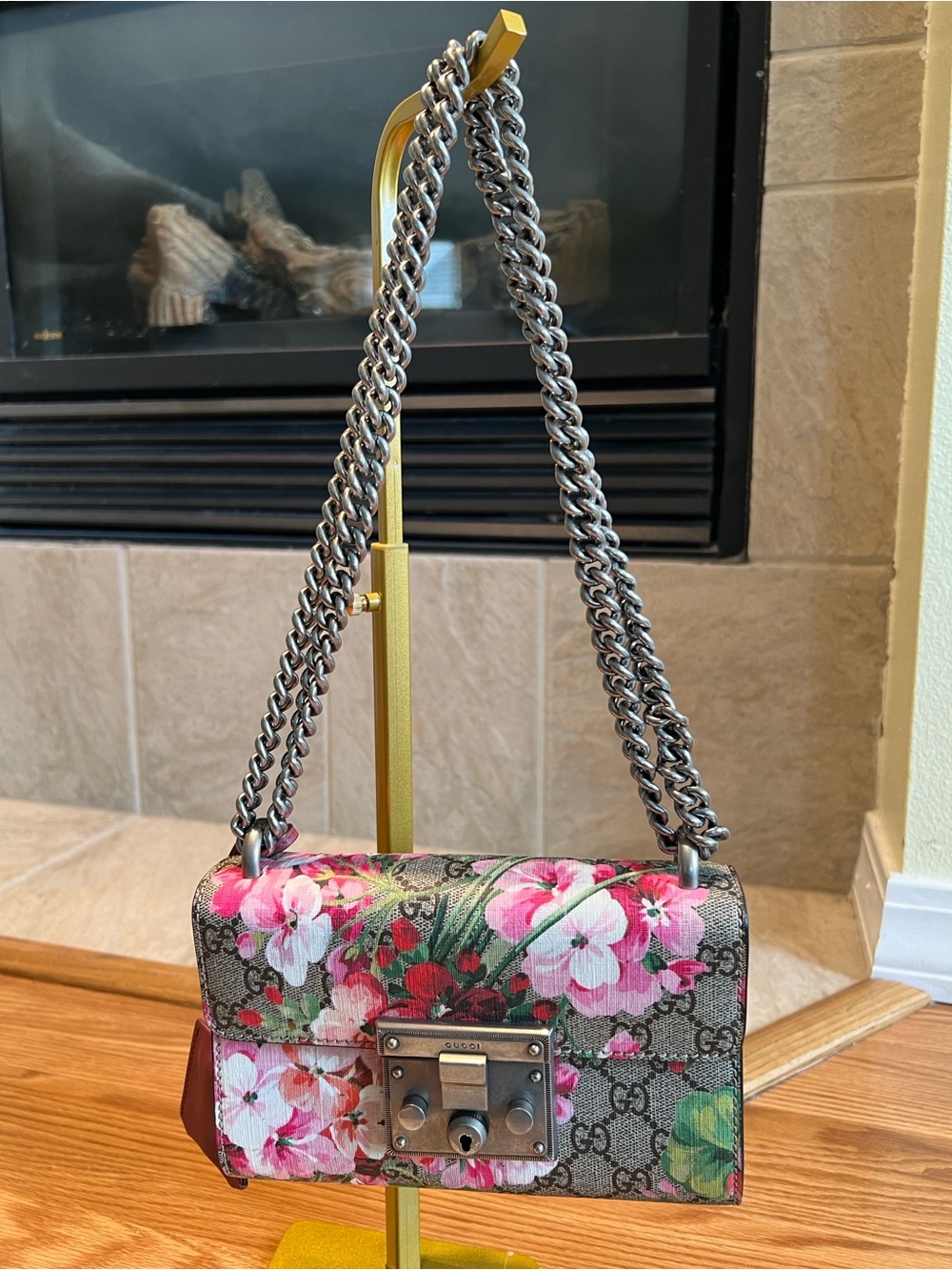 BEAUTIFUL BAG EXCELLENT CONDITION  GUCCI GG Blooms Padlock Small Shoulder Bag - Picture 2 of 12